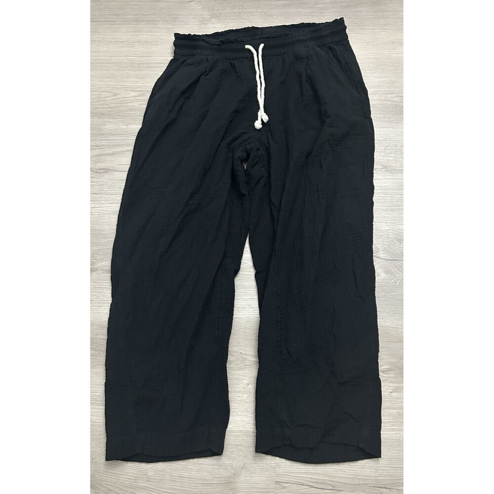 Old Navy Pants Women Black High Rise Barrel Leg gauze Drawstring cotton large